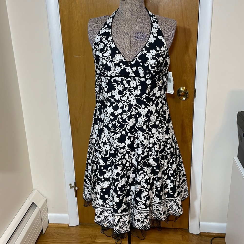 Speechless NWT Juniors 11 Black and White Halter Dress Tulle and Sequins